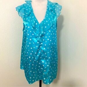 Vintage Oscar de la Renta Pink Label V-Neck Ruffled Pok-A-Dot Sleeveless Large